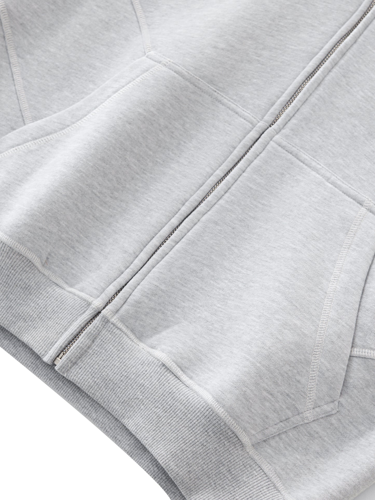 Love Bar Contrast-Stitched Boxy Fleece Zip Hoodie