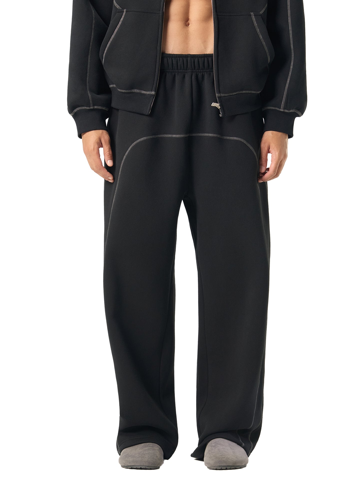 Luxury Tech Contrast-Stitched Fleece Sweatpants