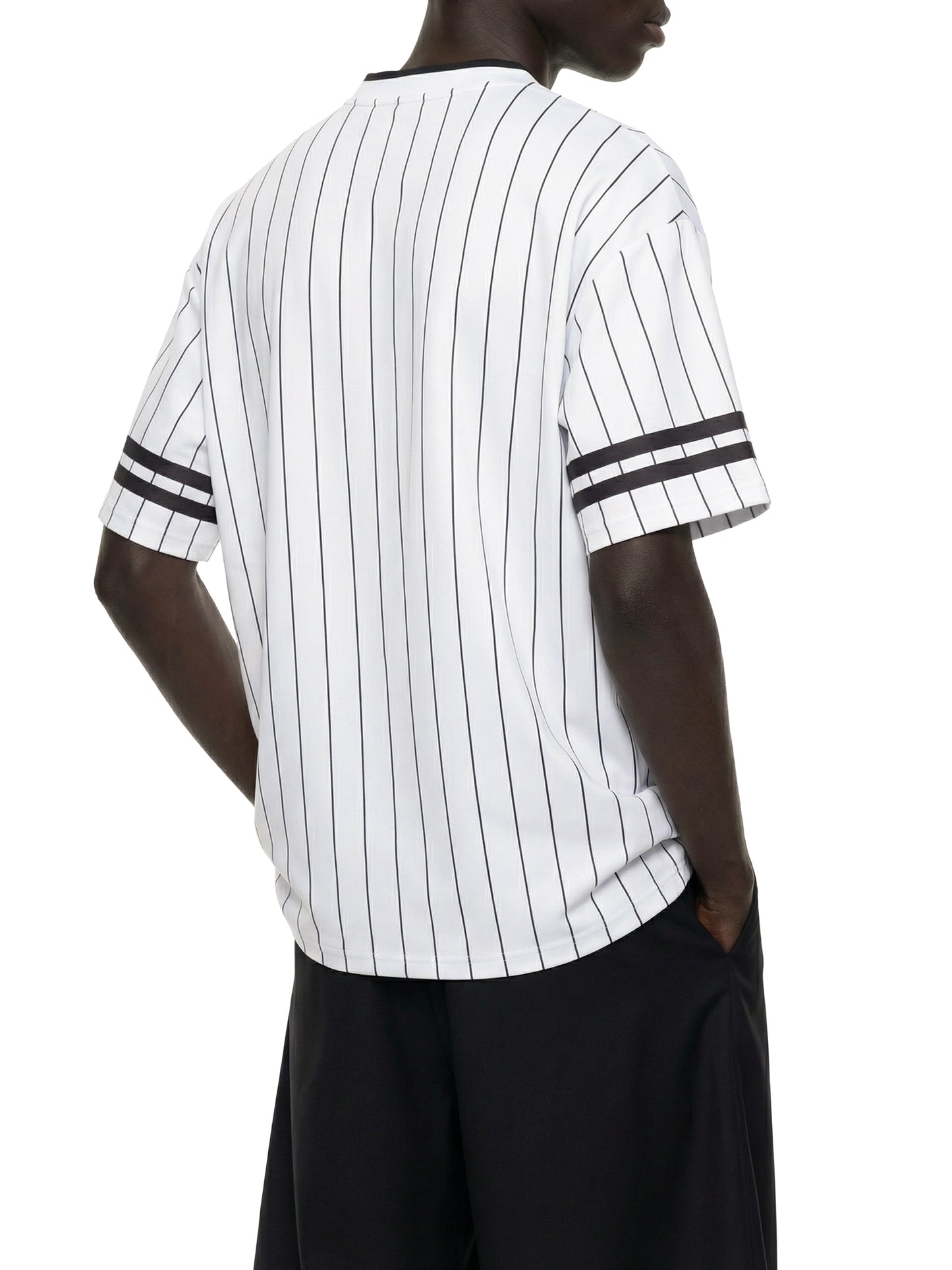 Squiggle It Unisex Striped Loose V-Neck T-Shirt