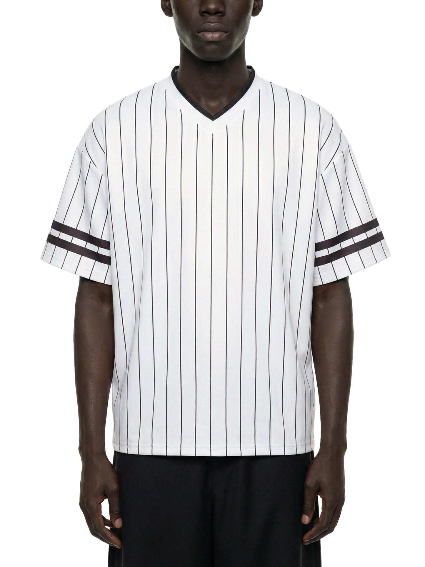 Squiggle It Unisex Striped Loose V-Neck T-Shirt