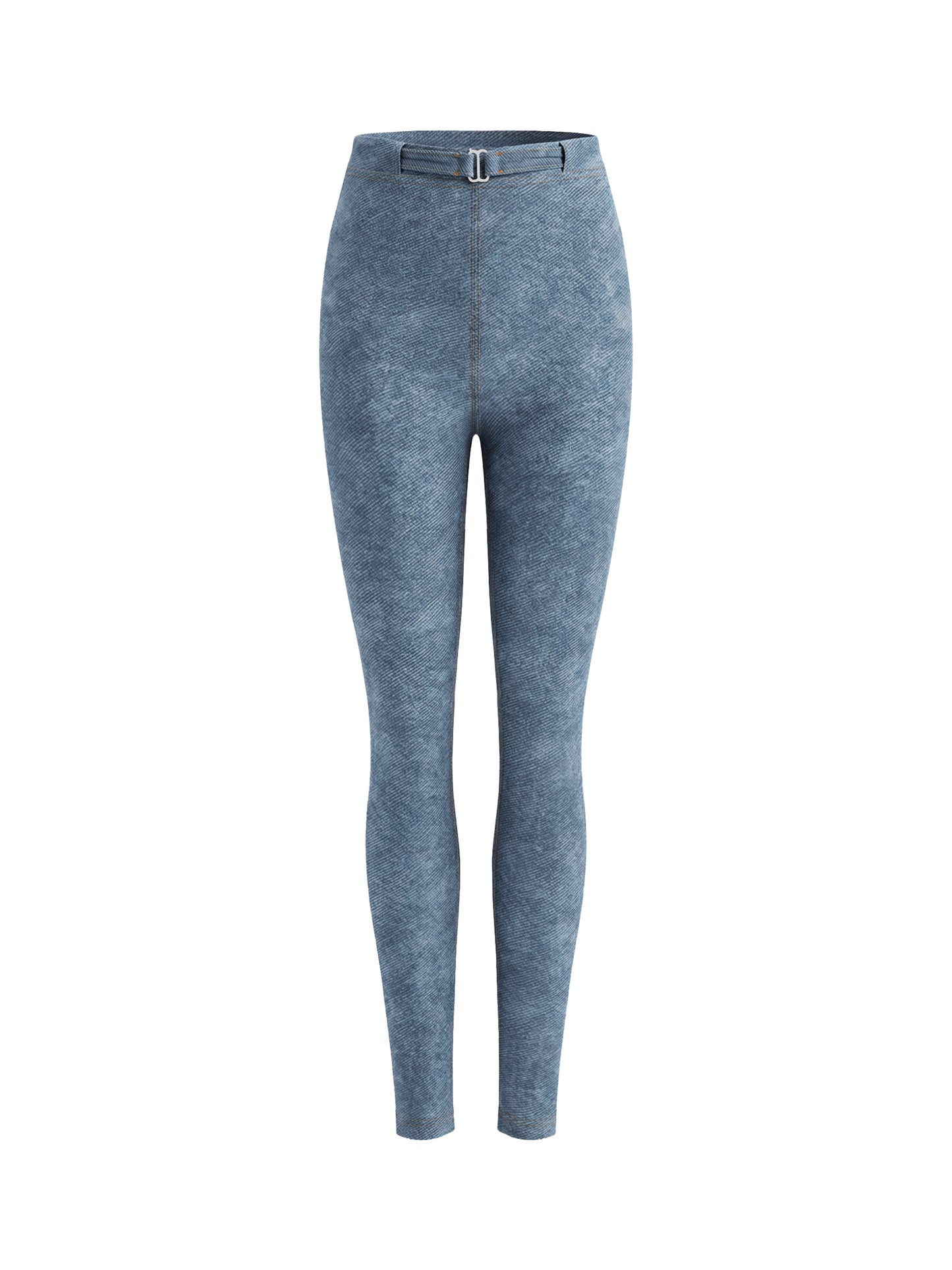 SQUIGGLE Women's Faux Denim Zip-Fly Leggings