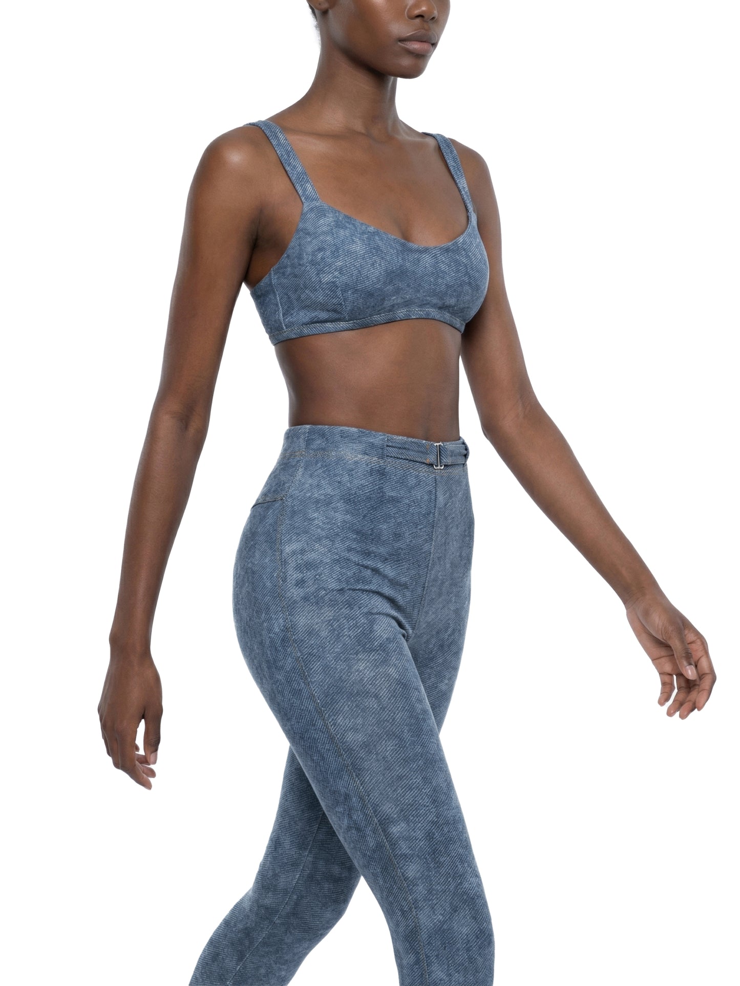 SQUIGGLE Women's Faux Denim Sports Bra