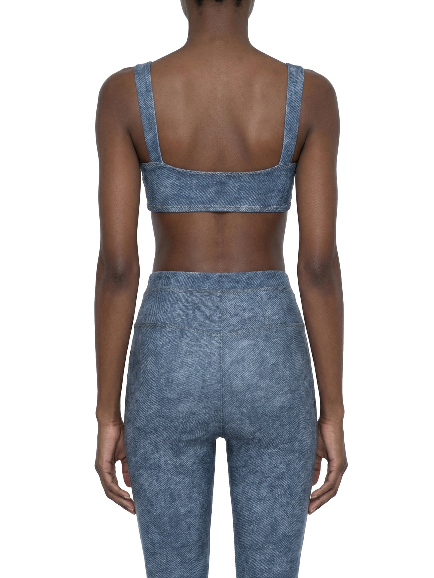 SQUIGGLE Women's Faux Denim Sports Bra