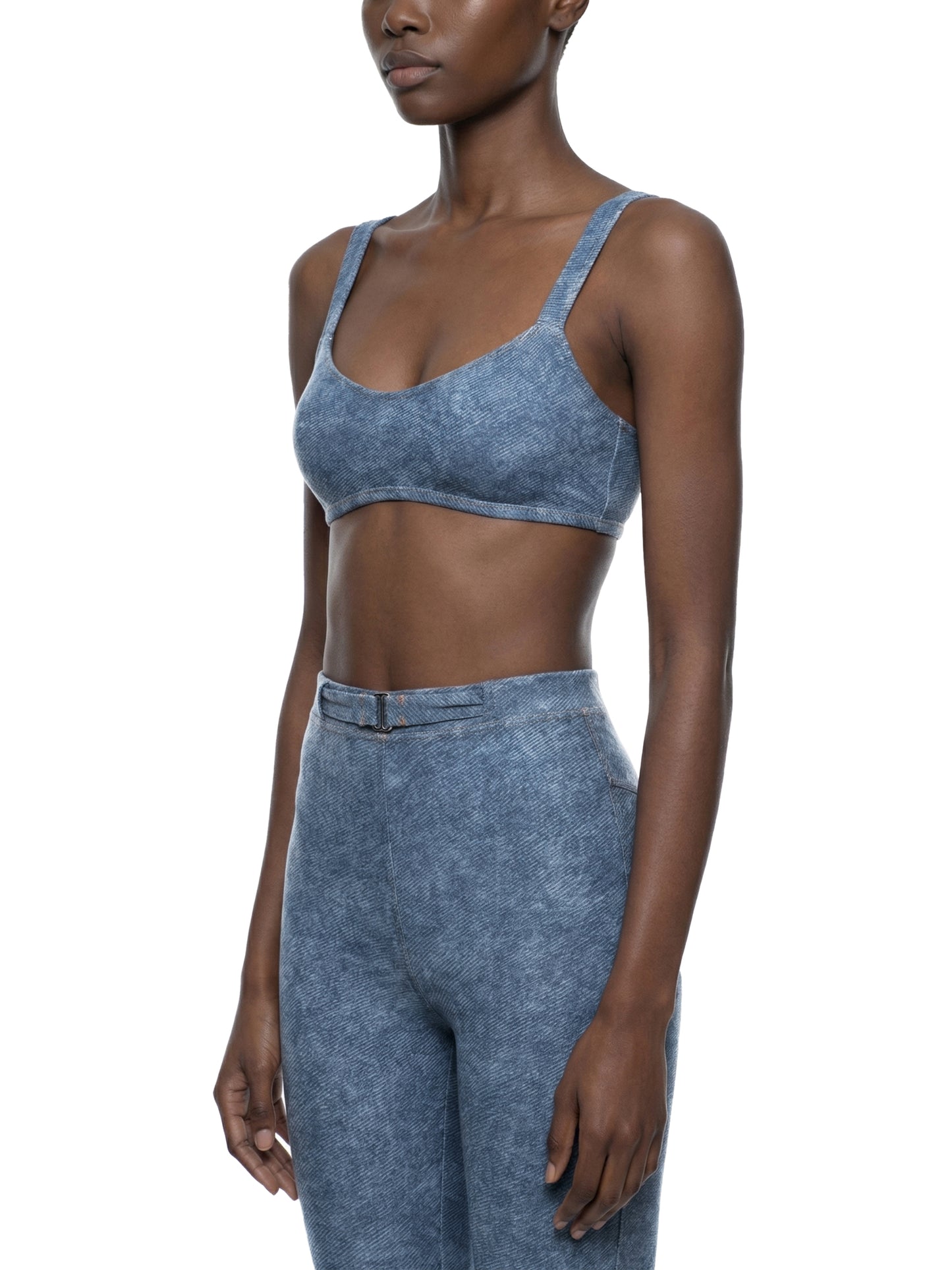 SQUIGGLE Women's Faux Denim Sports Bra
