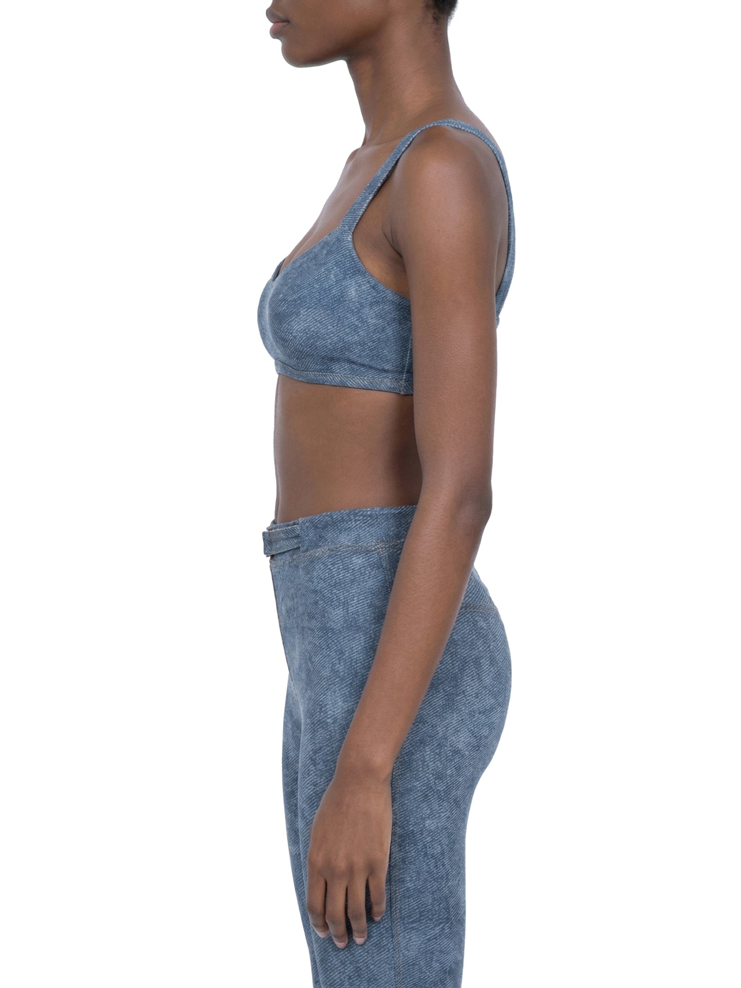 SQUIGGLE Women's Faux Denim Sports Bra