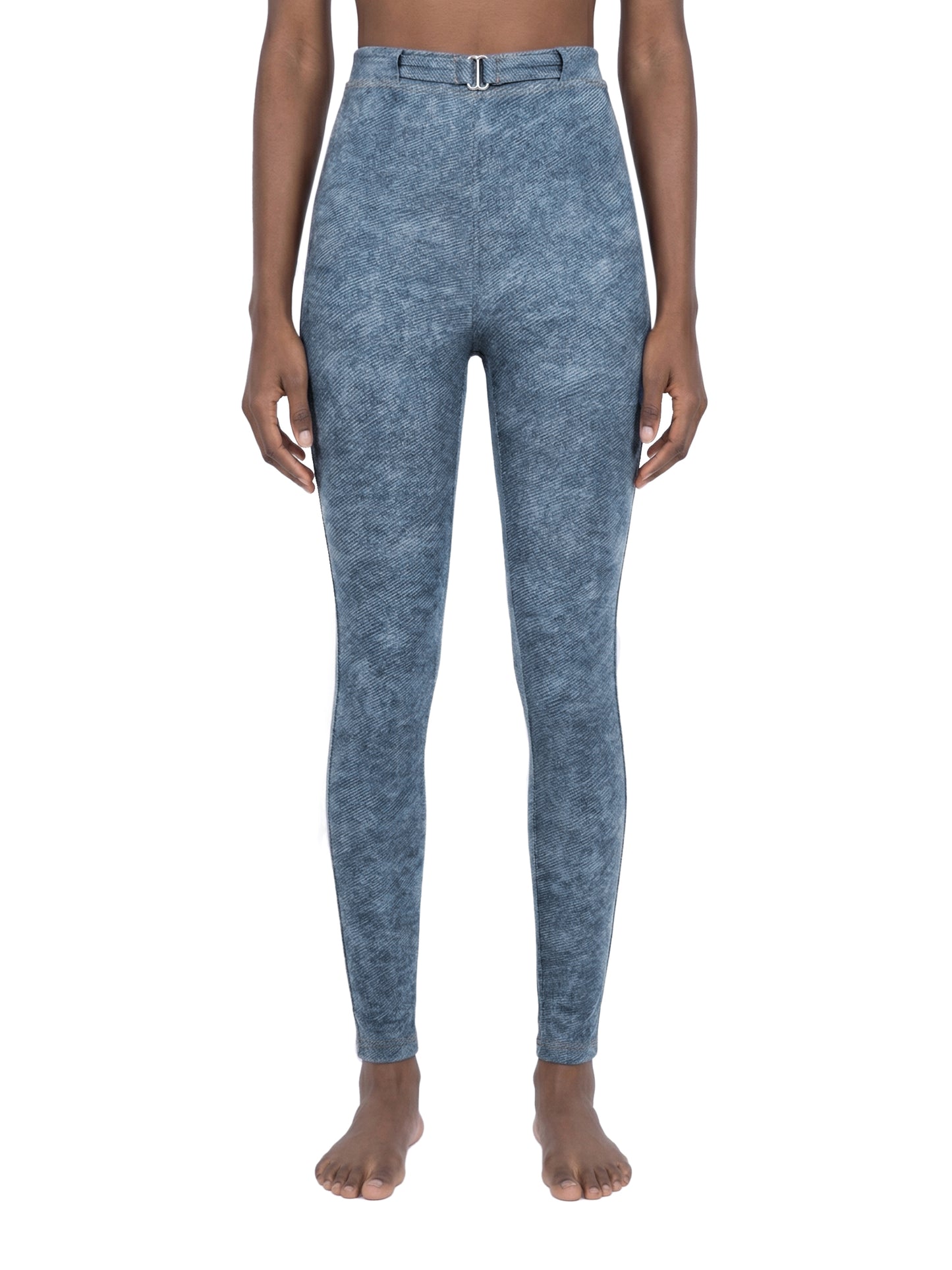 SQUIGGLE Women's Faux Denim Zip-Fly Leggings