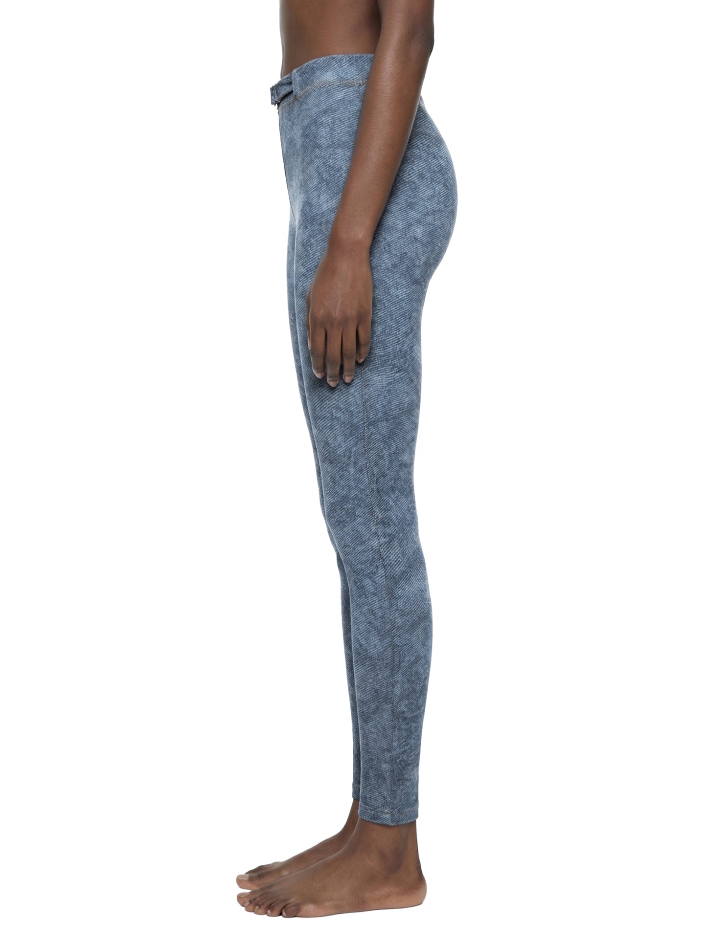 SQUIGGLE Women's Faux Denim Zip-Fly Leggings
