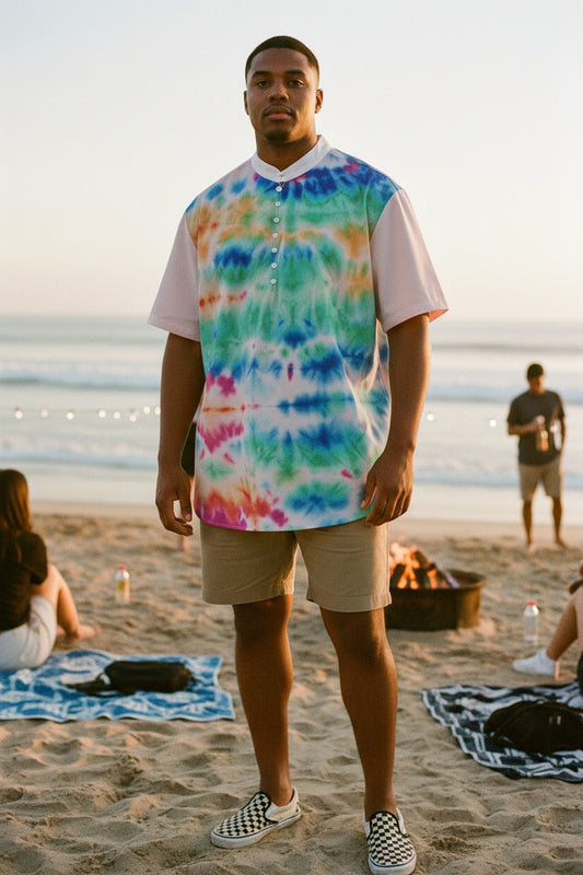 Tye Dye Men's Henley Short Sleeve Shirt
