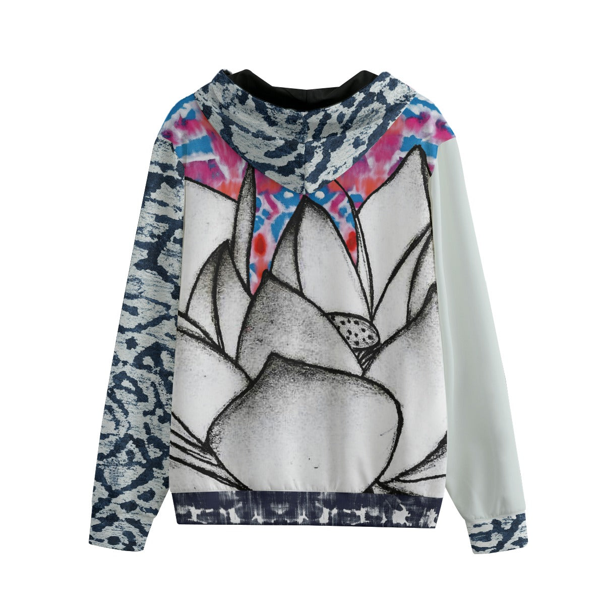 Shibori Bloom Limited Edition Cotton Unisex Zip Hoodie