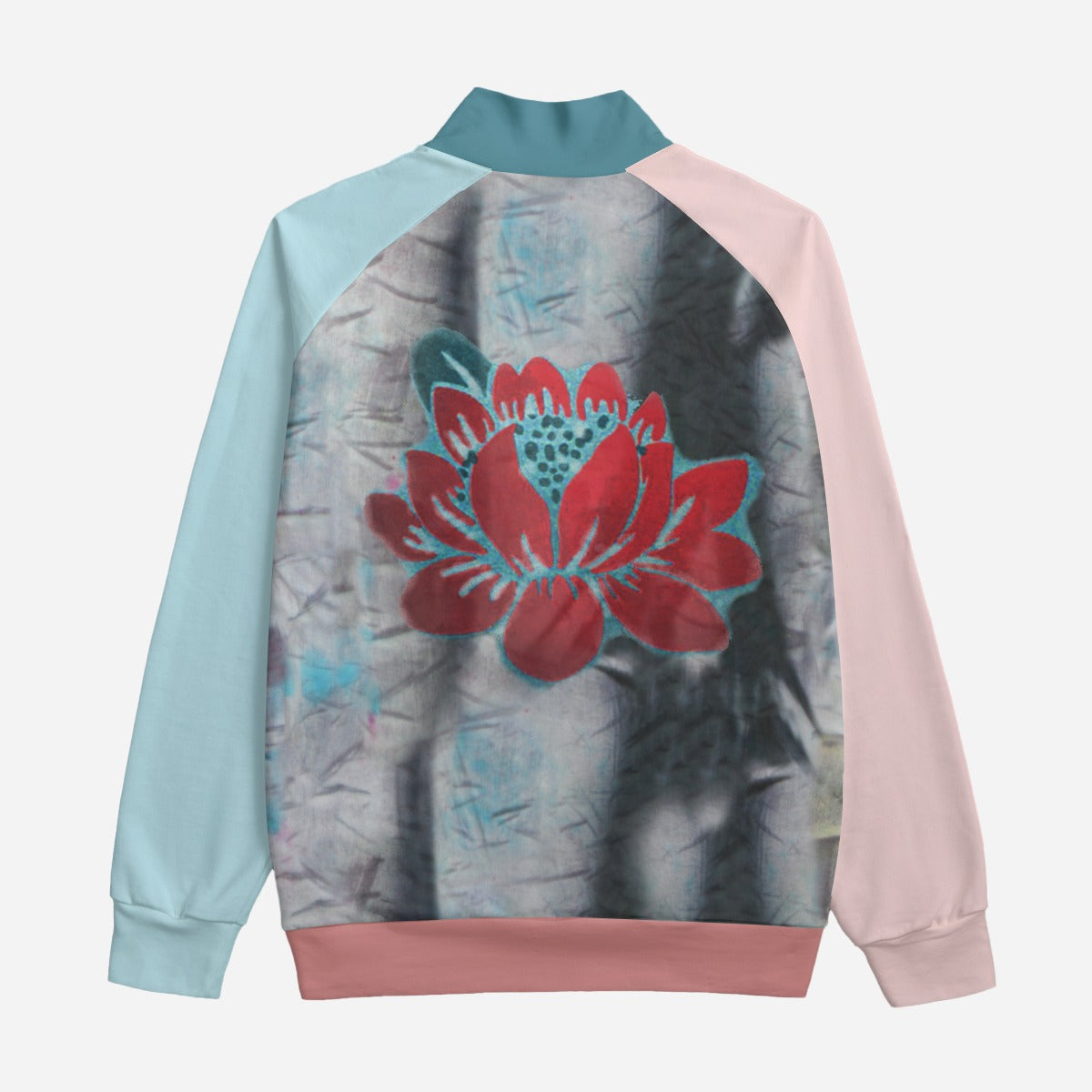 Lotus Cherry Tree Stand Up Collar Unisex Cotton Jacket