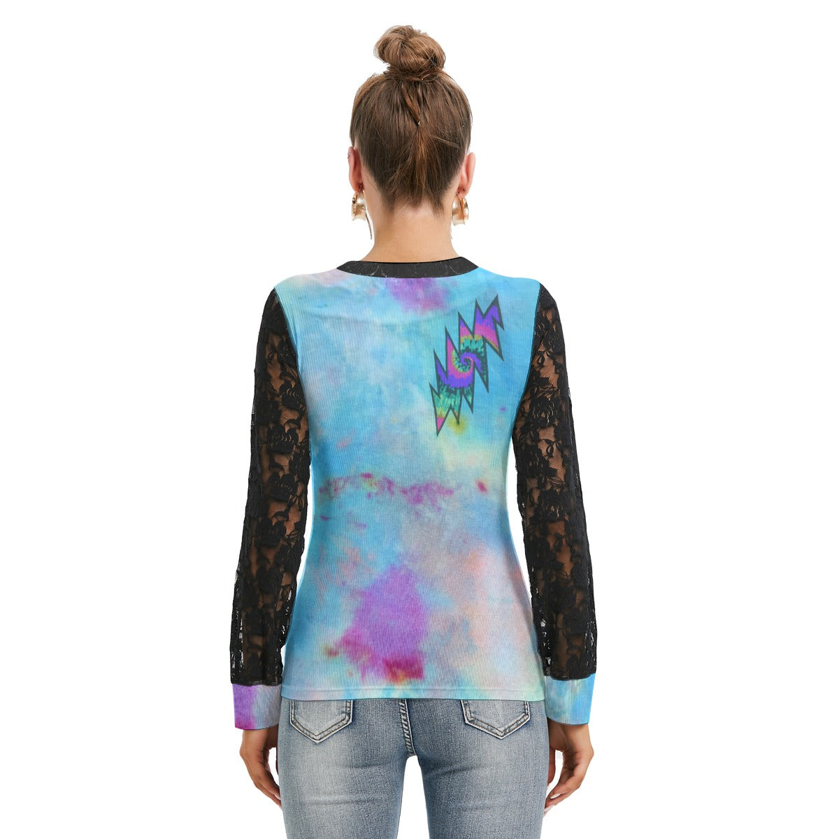 All-Over Print Women's T-shirt And Sleeve With Black Lace