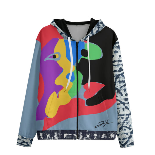 Shibori Heart Limited Edition Cotton Unisex Zip Hoodie