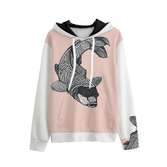 Koi Watercolor Sketch Rose Creme Unisex Cotton Pullover Hoodie